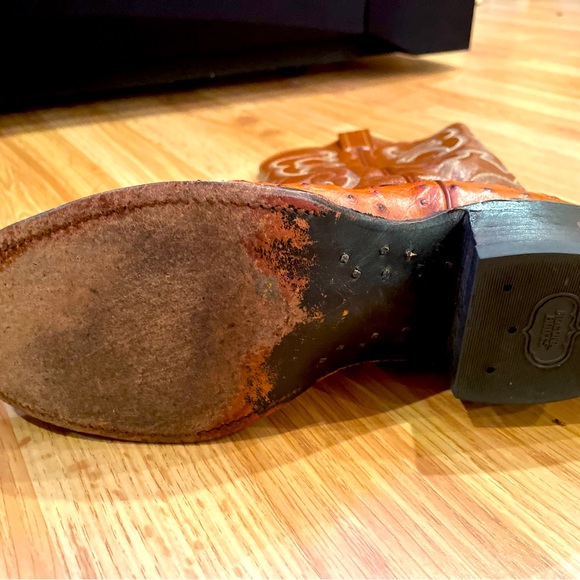 Nocona Genuine Exotic Full Quill Ostrich and Leather Men’s Cowboy Boots. - Picture 5 of 15